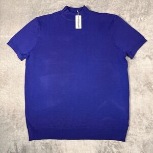 COOFANDY Mock Neck Sweater  Mens XXL Blue Short Sleeve Date Night NWT